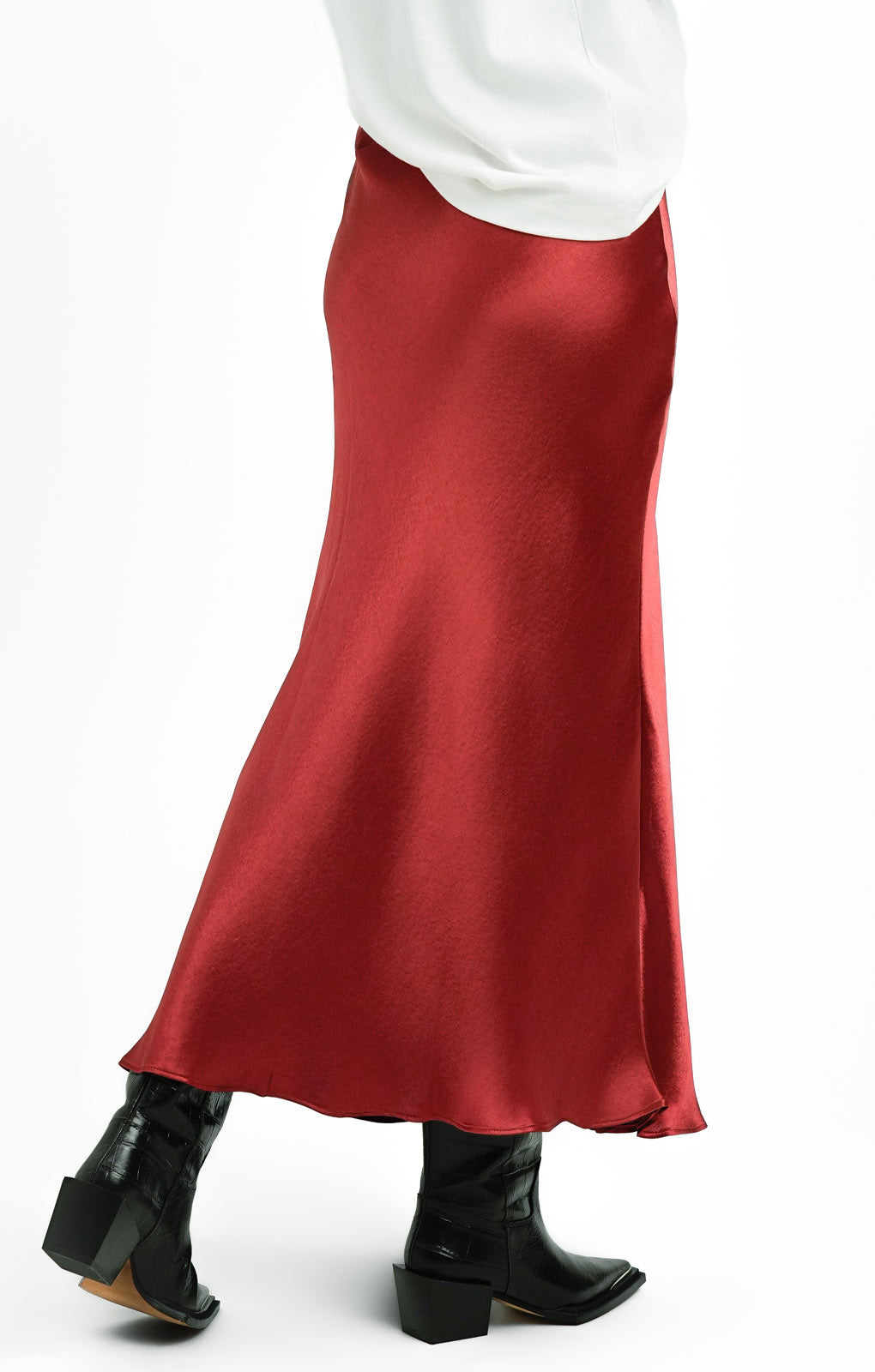 Topshop Tall Asymmetric Maxi Skirt With Ruched Panel In Spice