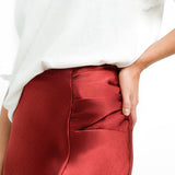 Topshop Tall Asymmetric Maxi Skirt With Ruched Panel In Spice