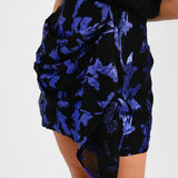 Topshop Jacquard Drape Mini Skirt In Blue