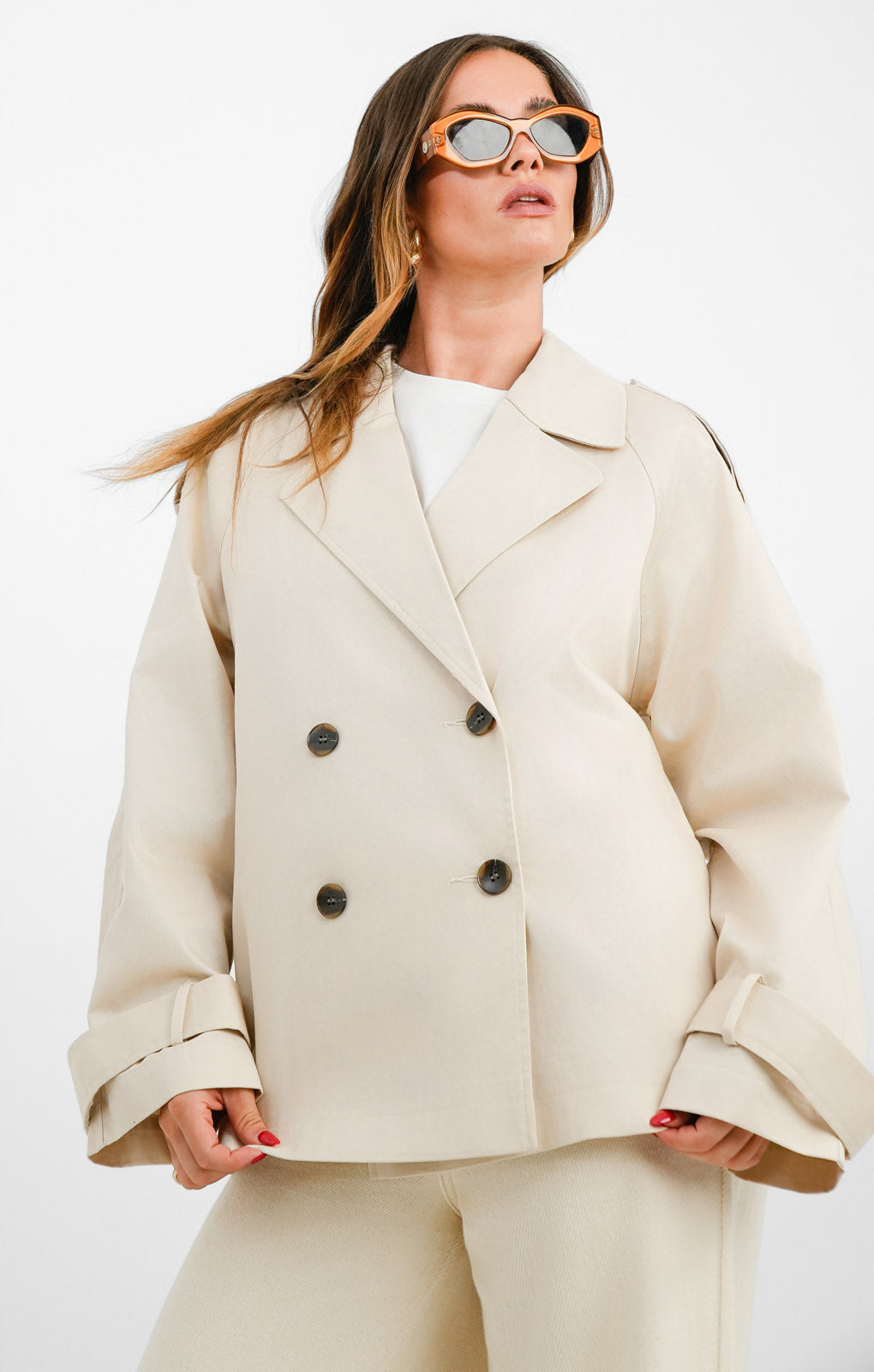 ASOS DESIGN Short Trench Coat In Light Stone