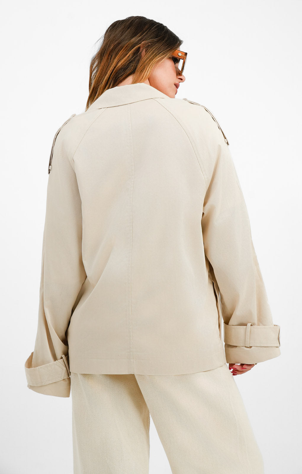 ASOS DESIGN Short Trench Coat In Light Stone