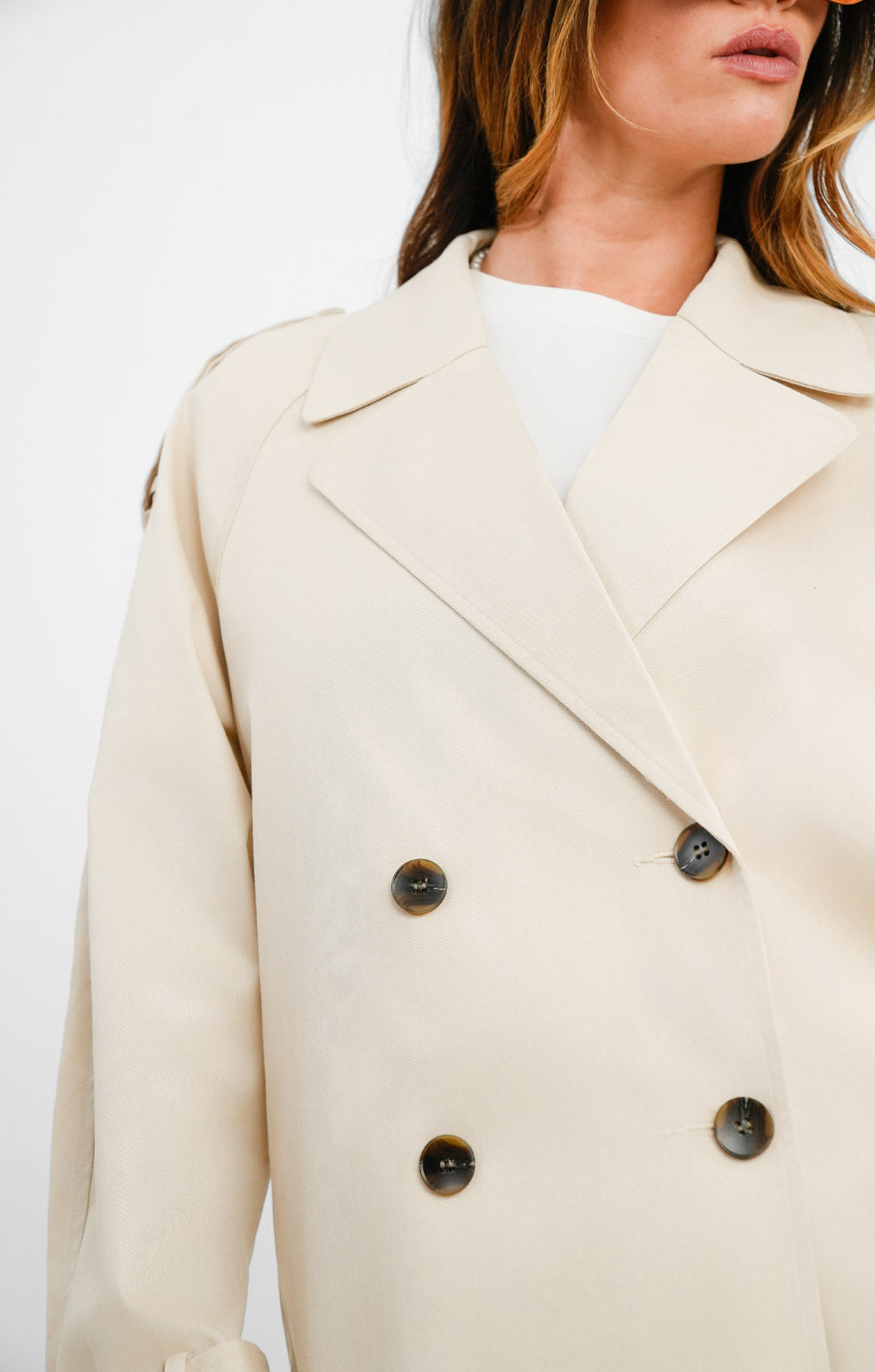 ASOS DESIGN Short Trench Coat In Light Stone