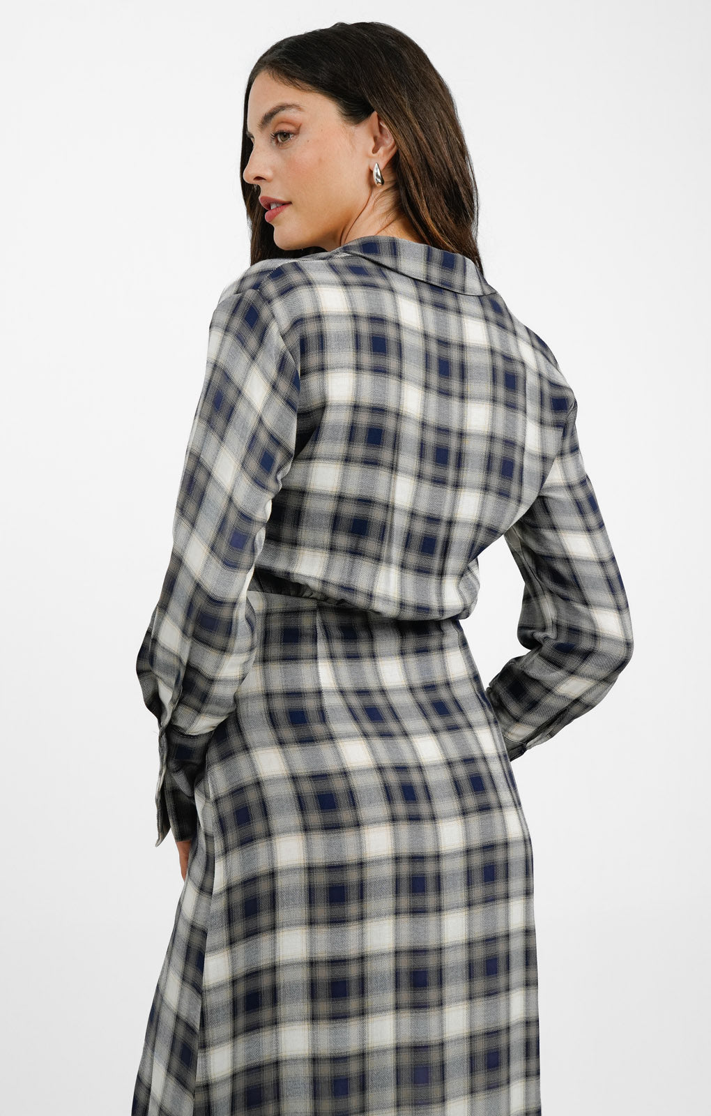 Topshop Tie Front Midi Shirt Dress In Check