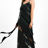 Topshop Ruffle And Lace Detail Slip Dress In Black