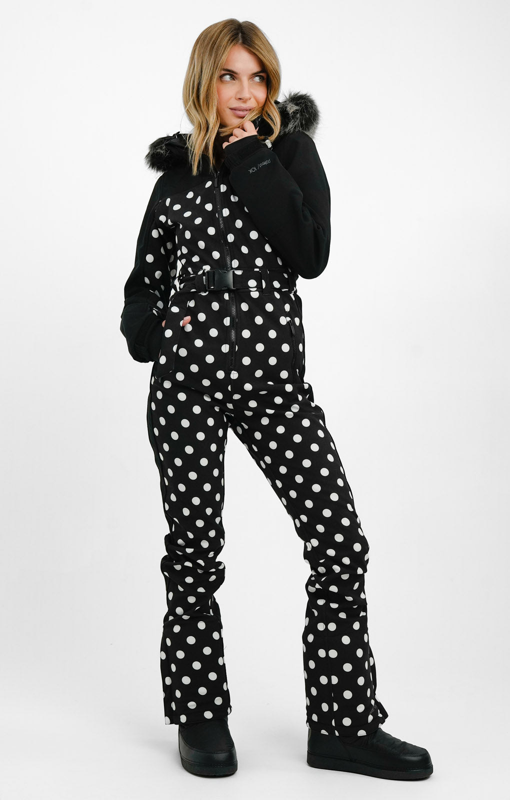 Protest Ski Suit In Black And White Polka Dot