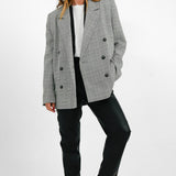 ASOS DESIGN Exaggerated Shoulder Boxy Blazer In Mono Check