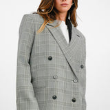 ASOS DESIGN Exaggerated Shoulder Boxy Blazer In Mono Check