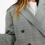 ASOS DESIGN Exaggerated Shoulder Boxy Blazer In Mono Check