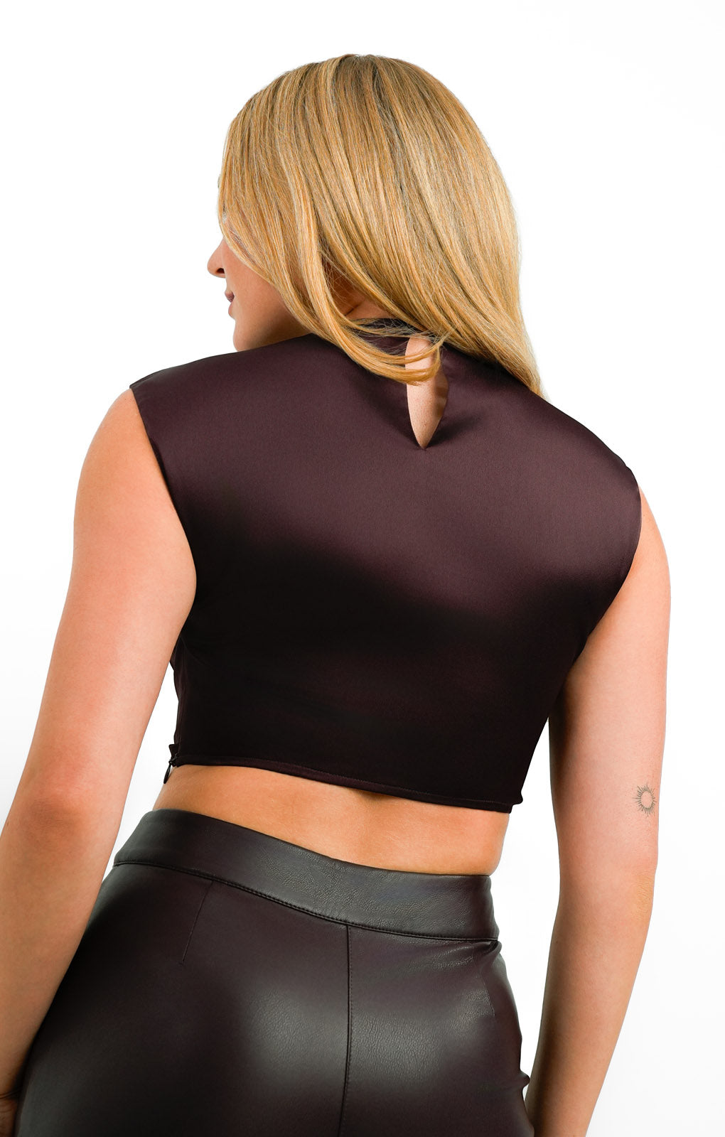 AllSaints Carla Co-Ord Rouched Satin Top In Deep Burgundy