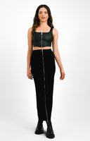 AllSaints x ASOS Exclusive Odette Faux Leather Zip Through Corset Top In Black