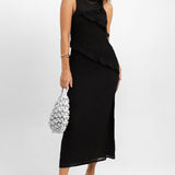 ASOS DESIGN Chiffon Sleeveless Midi Dress With Shirred Panel Detail In Black