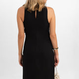 ASOS DESIGN Chiffon Sleeveless Midi Dress With Shirred Panel Detail In Black