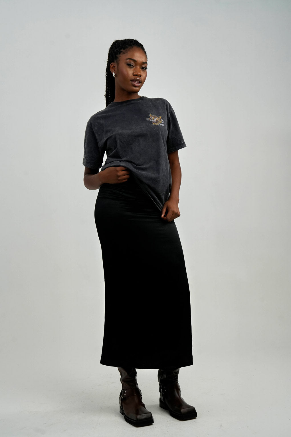 Topshop Super High Waisted Satin Maxi Skirt In Black
