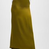 Topshop Super High Waisted Satin Maxi Skirt In Olive