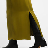 Topshop Super High Waisted Satin Maxi Skirt In Olive
