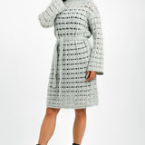 Edited Tie Waist Open Knit Midi Jumper Dress In Stone Grey