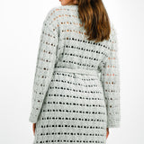 Edited Tie Waist Open Knit Midi Jumper Dress In Stone Grey