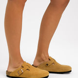 Birkenstock Boston Clogs In Latte Beige Suede
