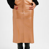 Extro & Vert Midi Leather Look Skirt In Copper Metallic