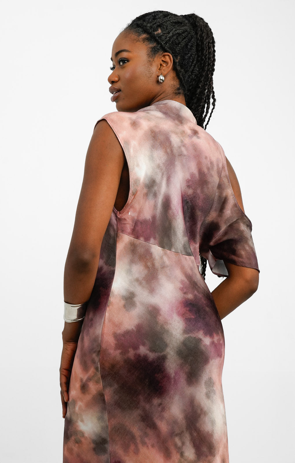 Topshop Off The Shoulder Midi Column Dress In Blurred Print