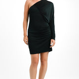 Topshop One Sleeve Midi Dress In Black