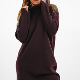 Whistles High Neck Knitted Dress In Burgundy