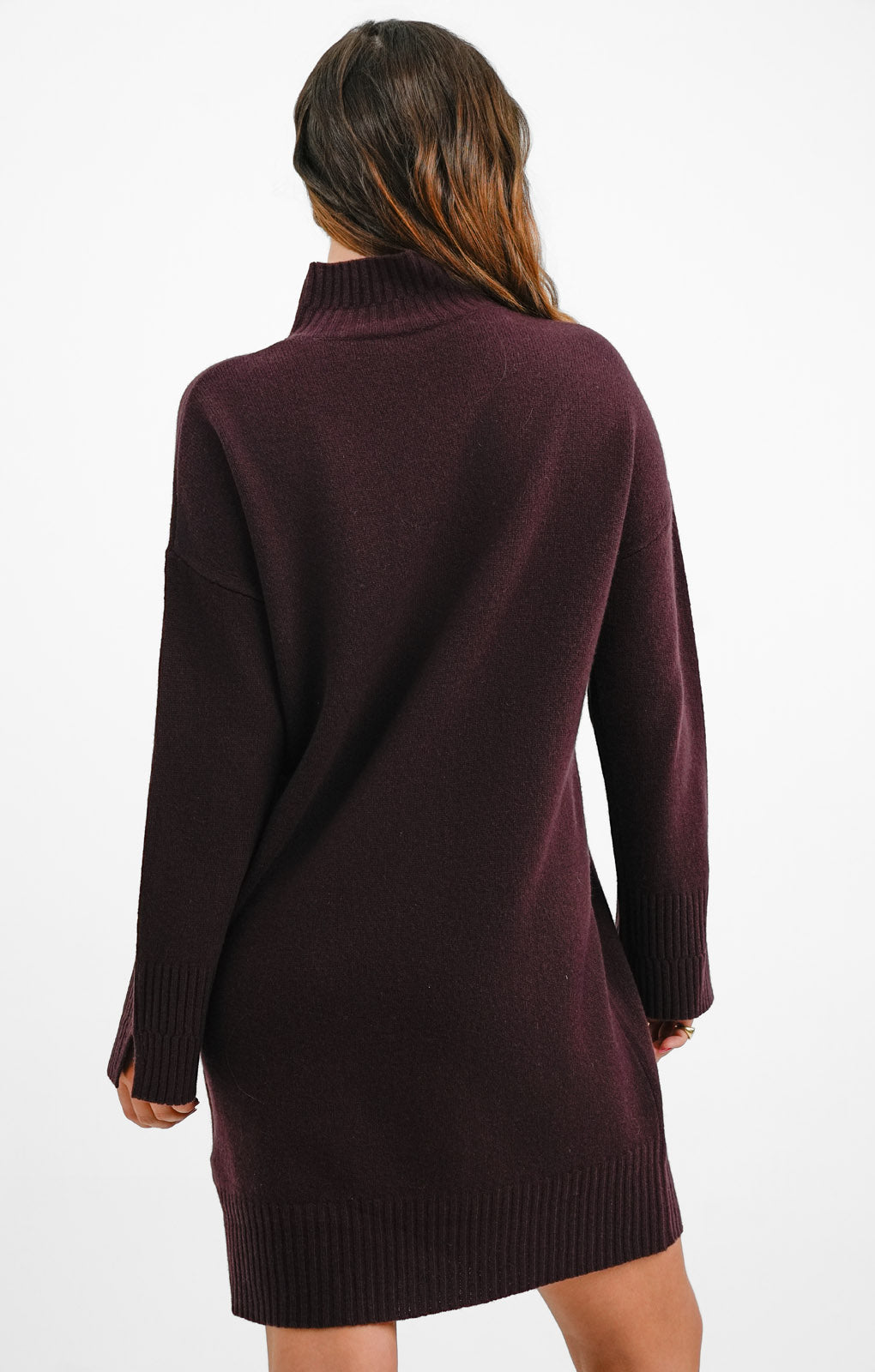 Whistles High Neck Knitted Dress In Burgundy