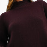 Whistles High Neck Knitted Dress In Burgundy