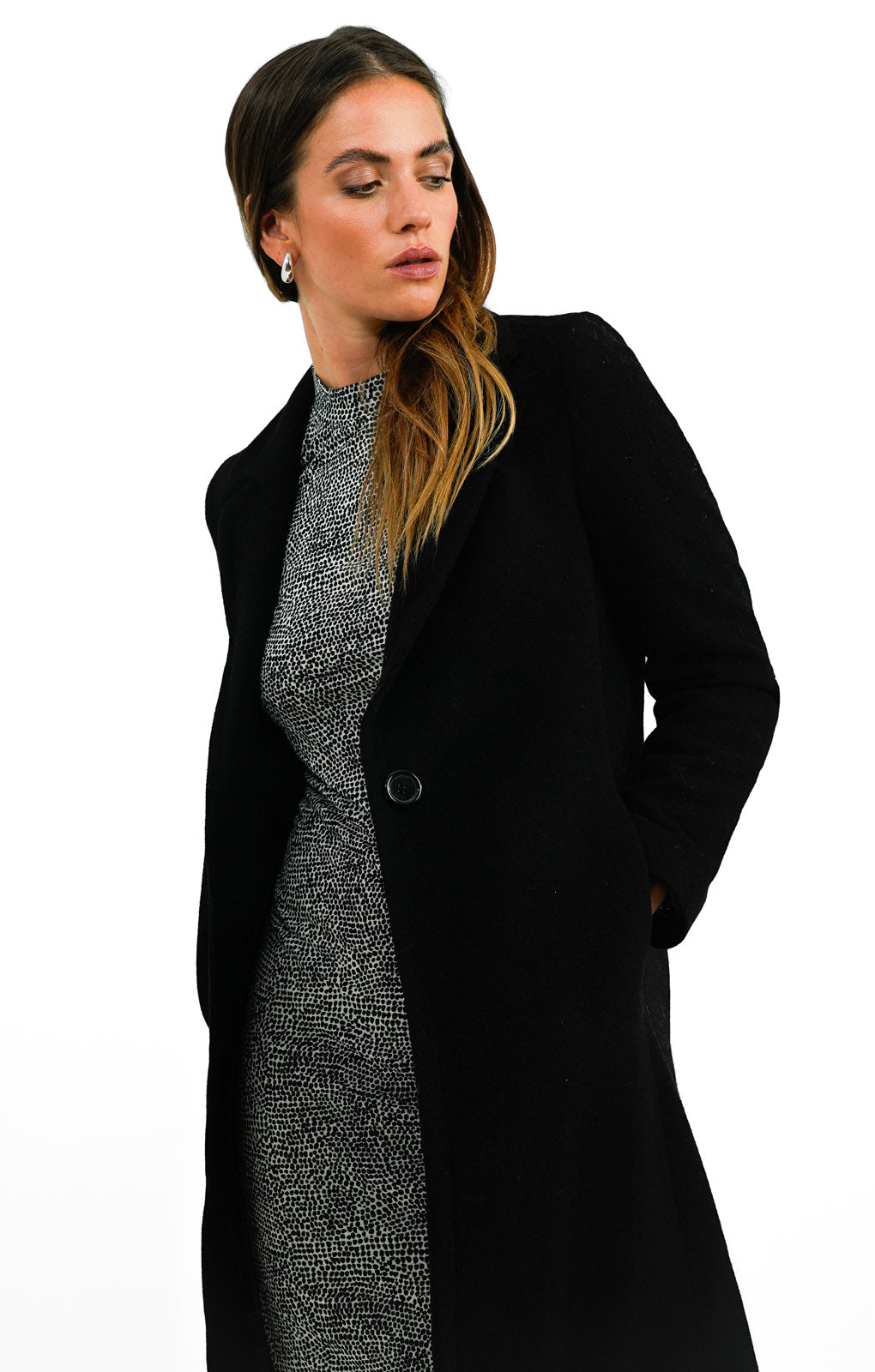 Helene Berman Classic Wool Blend Coat In Black