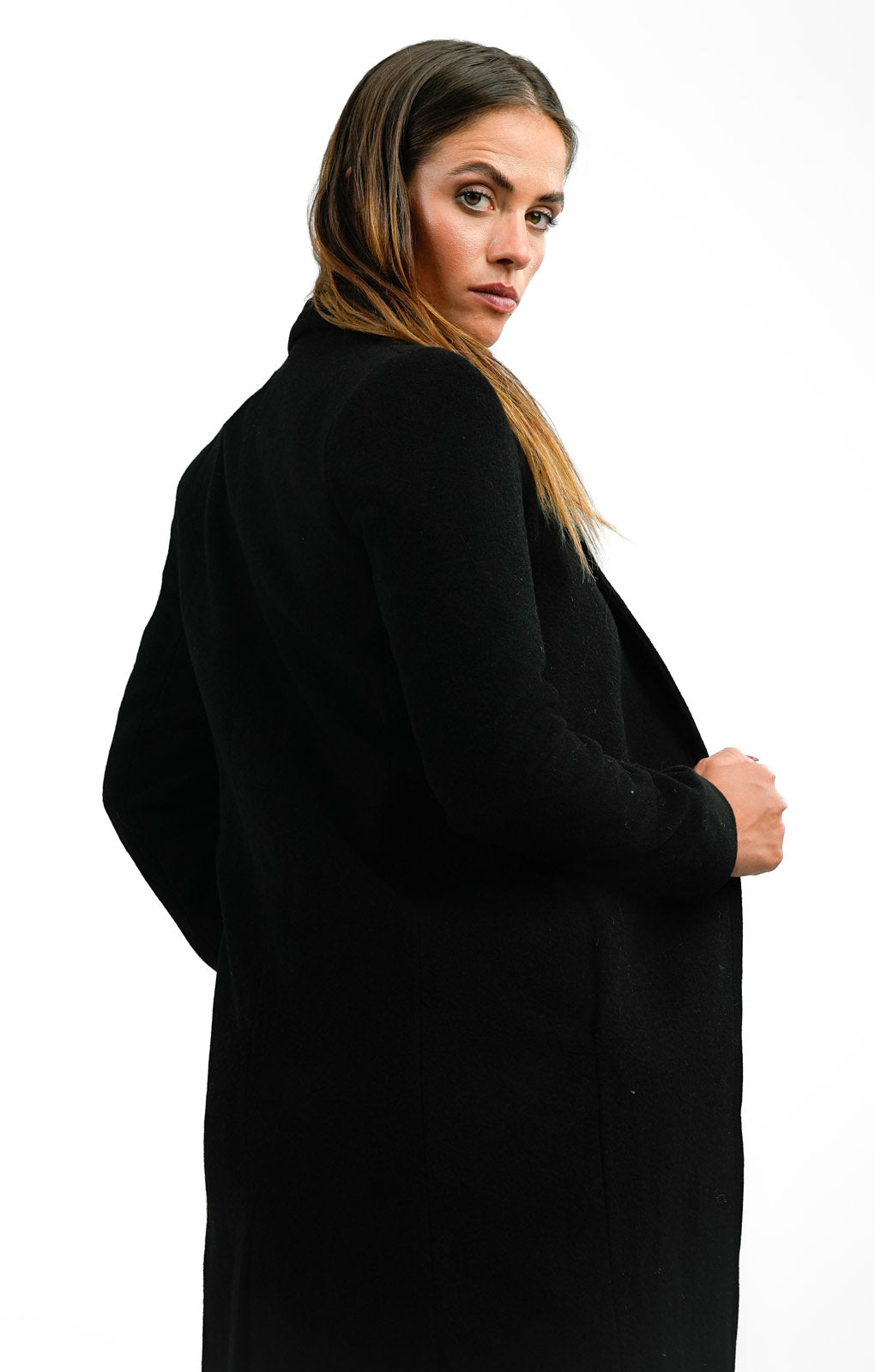 Helene Berman Classic Wool Blend Coat In Black