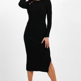 Nobody's Child Cut-Out Knitted Midi Dress In Black