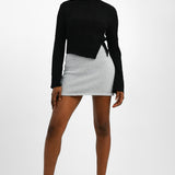4th & Reckless Knitted Side Split Mini Skirt Co-Ord In Silver Tinsel