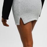 4th & Reckless Knitted Side Split Mini Skirt Co-Ord In Silver Tinsel