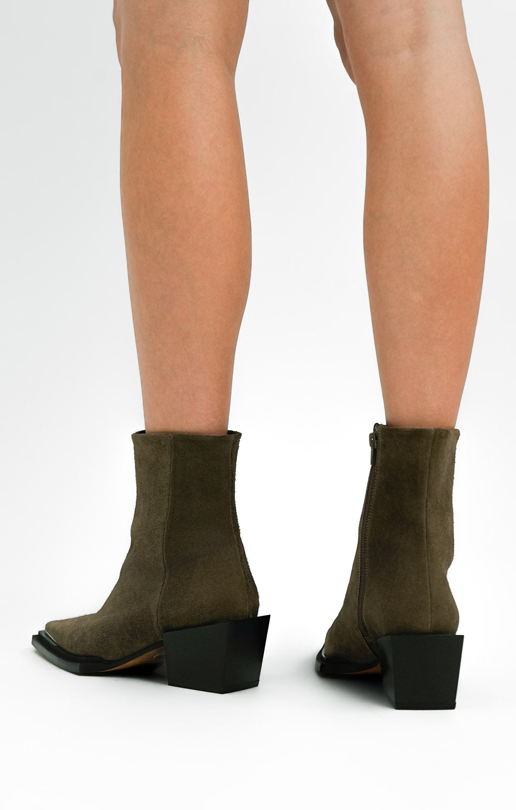Topshop Riley Suede Western Boot In Mushroom