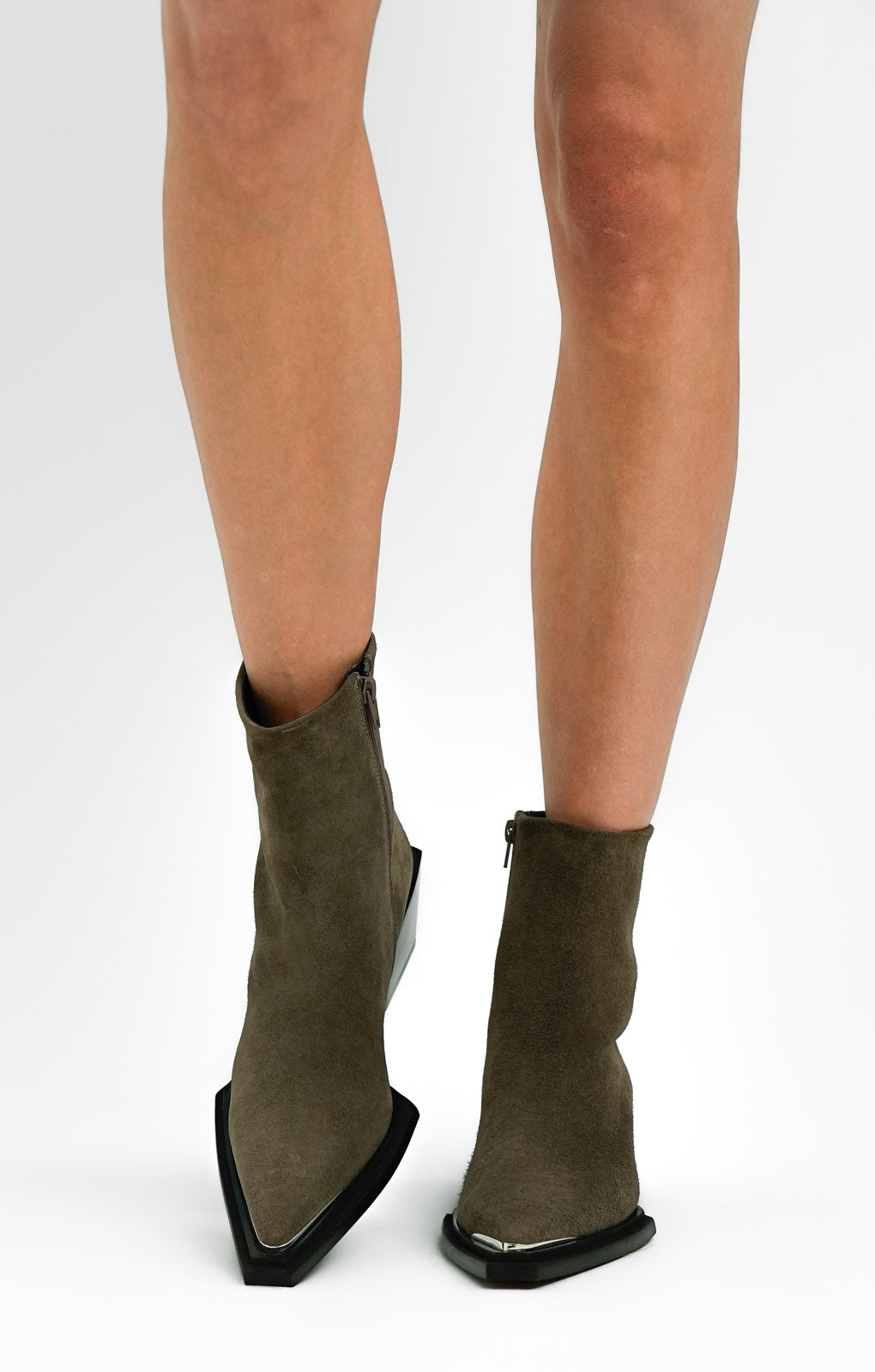 Topshop Riley Suede Western Boot In Mushroom
