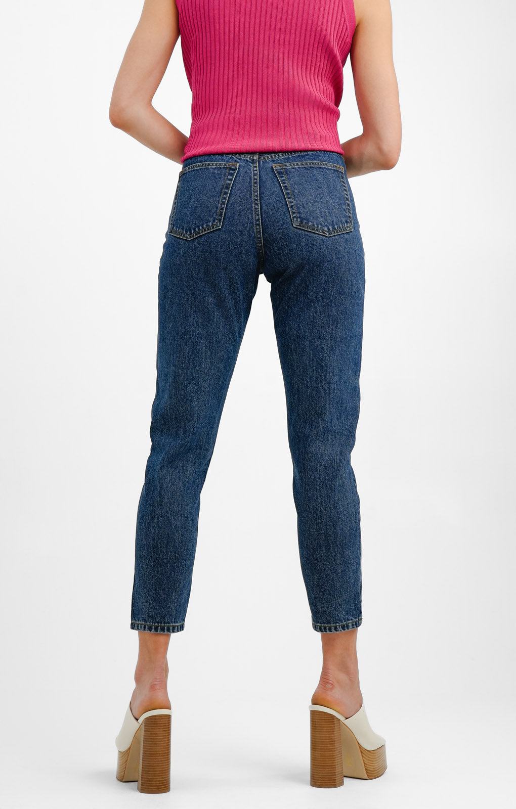 Dr Denim Nora High Waist Mom Fit Tapered Leg Jeans In Mid Retro Blue