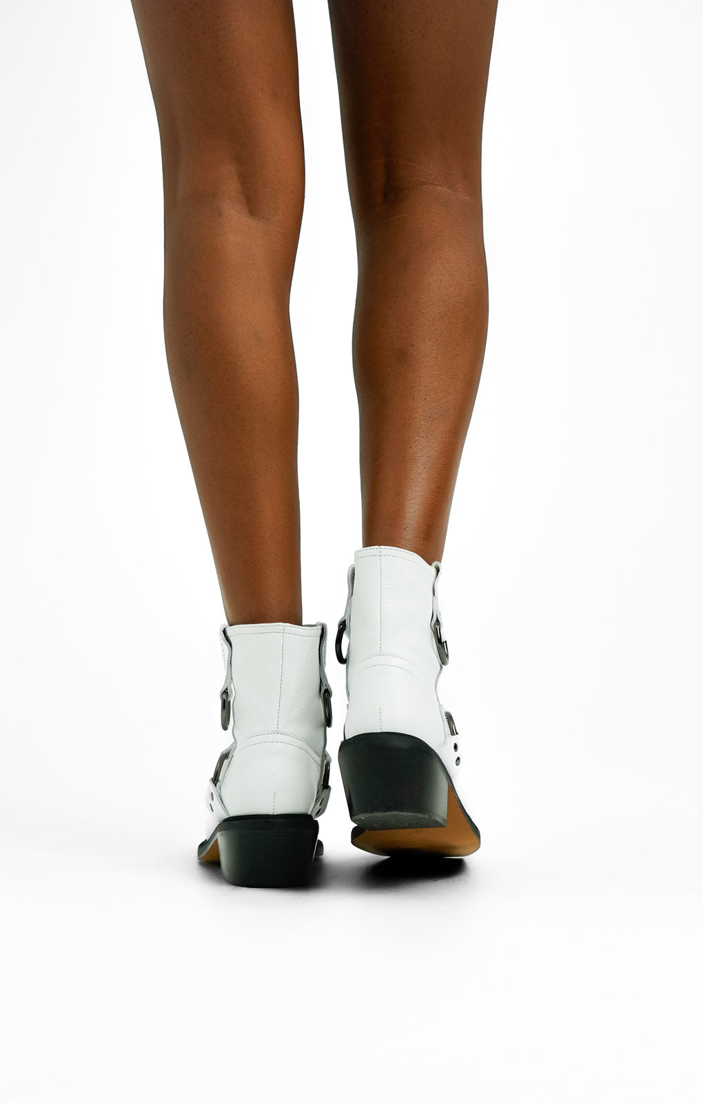 Topshop Roxy Premium Leather Western Biker Boot In White