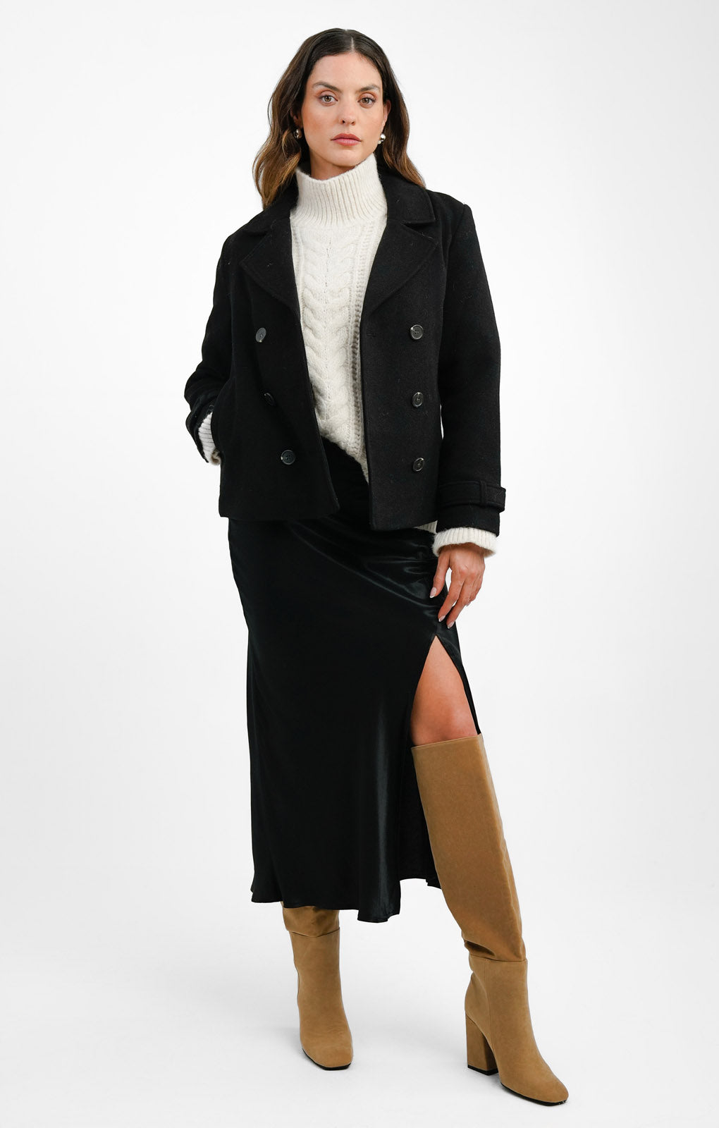 Pimkie Wool Look Double Breasted Jacket In Black