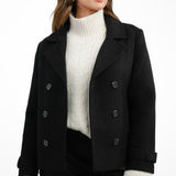Pimkie Wool Look Double Breasted Jacket In Black