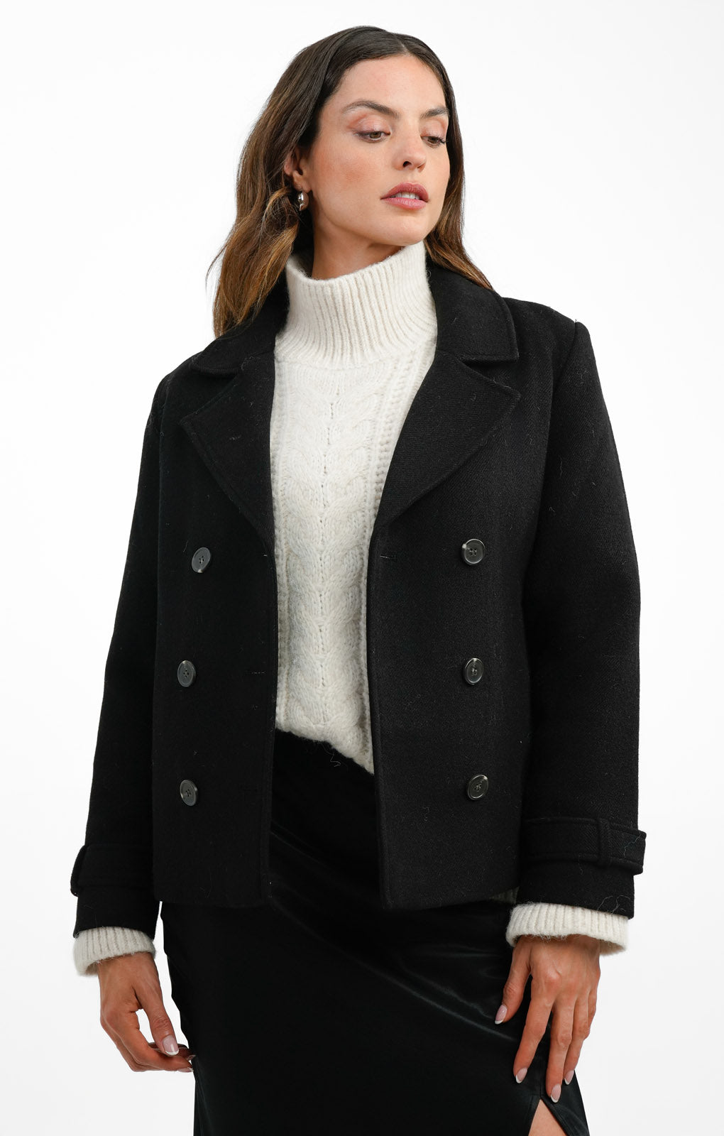 Pimkie Wool Look Double Breasted Jacket In Black