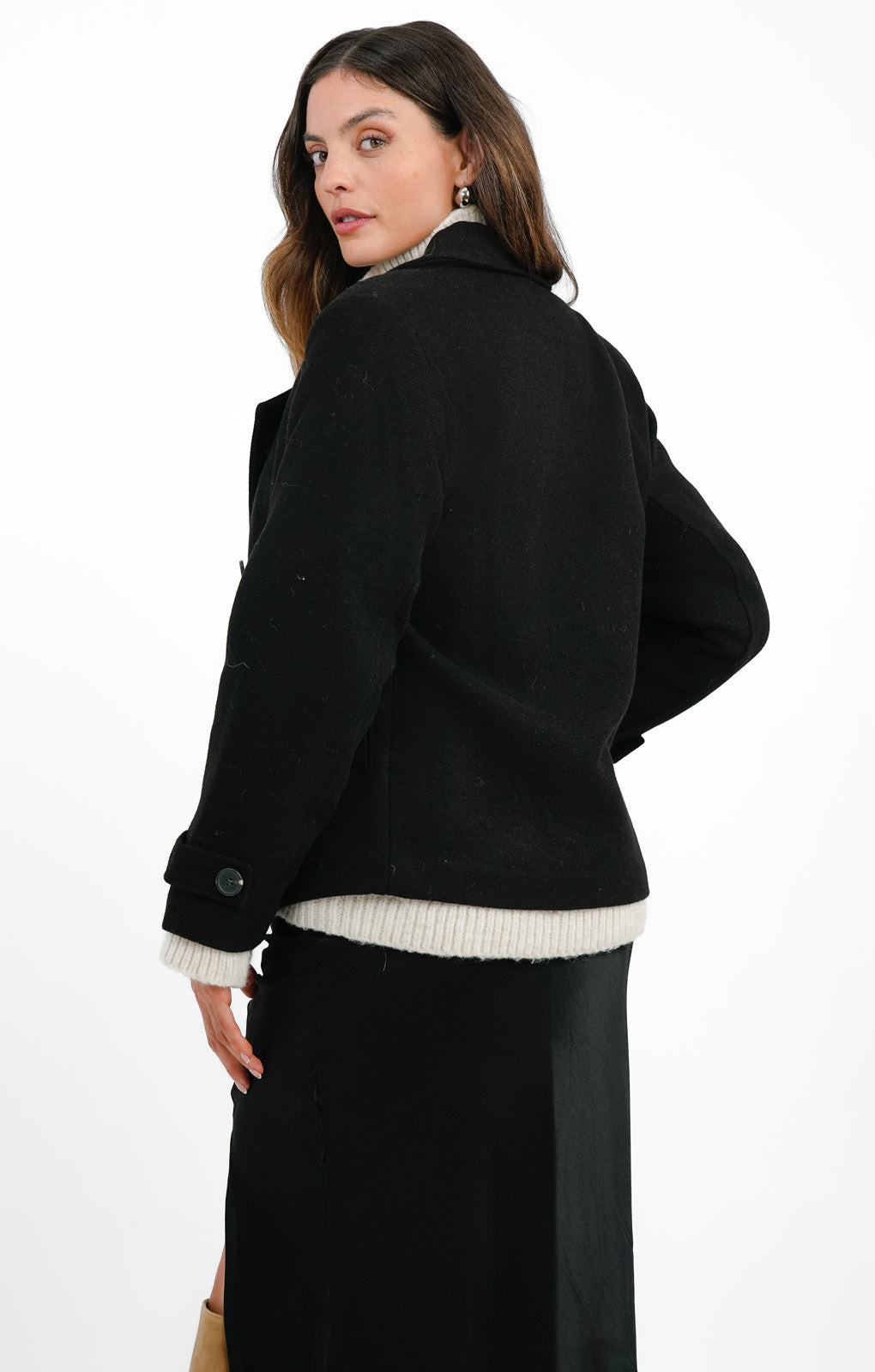 Pimkie Wool Look Double Breasted Jacket In Black