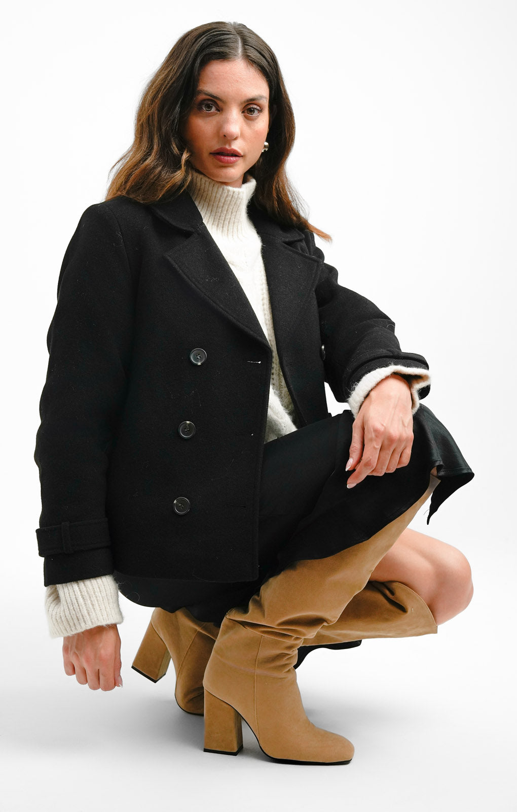 Pimkie Wool Look Double Breasted Jacket In Black