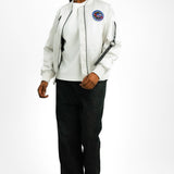 AllSaints Echo Metallic Zip Through Bomber Jacket In Silver