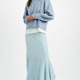 Premium Knit Two-Tone Yarn Wool Blend Jumper In Blue