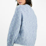 Premium Knit Two-Tone Yarn Wool Blend Jumper In Blue