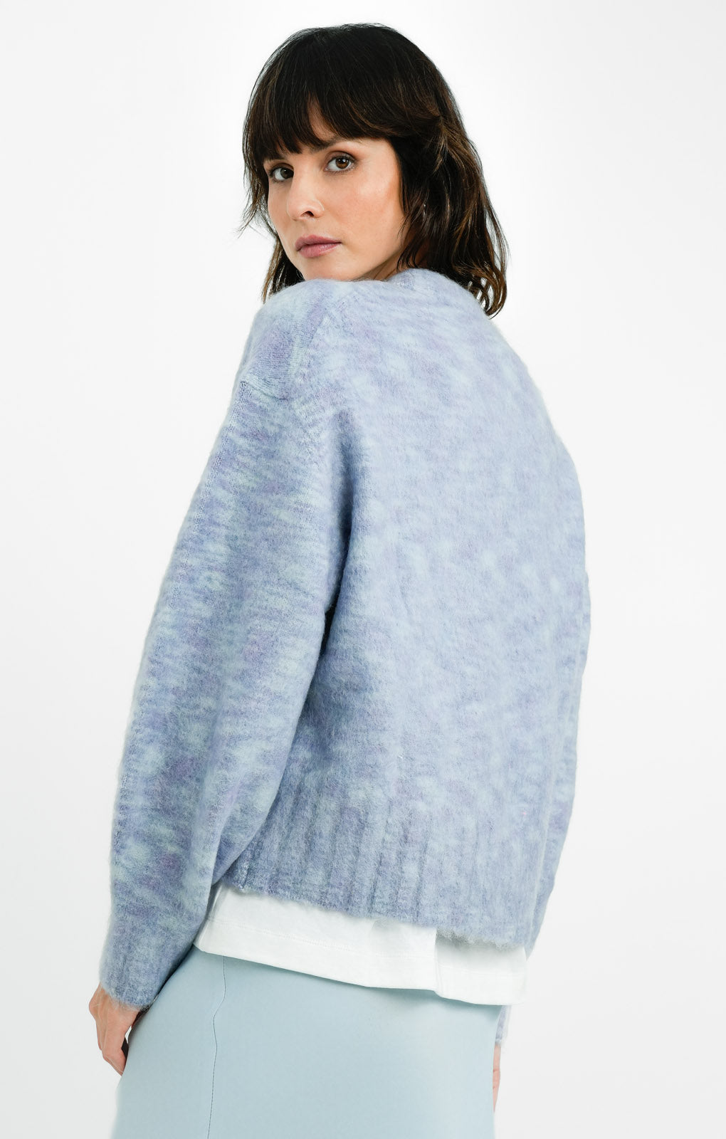 Premium Knit Two-Tone Yarn Wool Blend Jumper In Blue