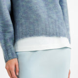 Premium Knit Two-Tone Yarn Wool Blend Jumper In Blue