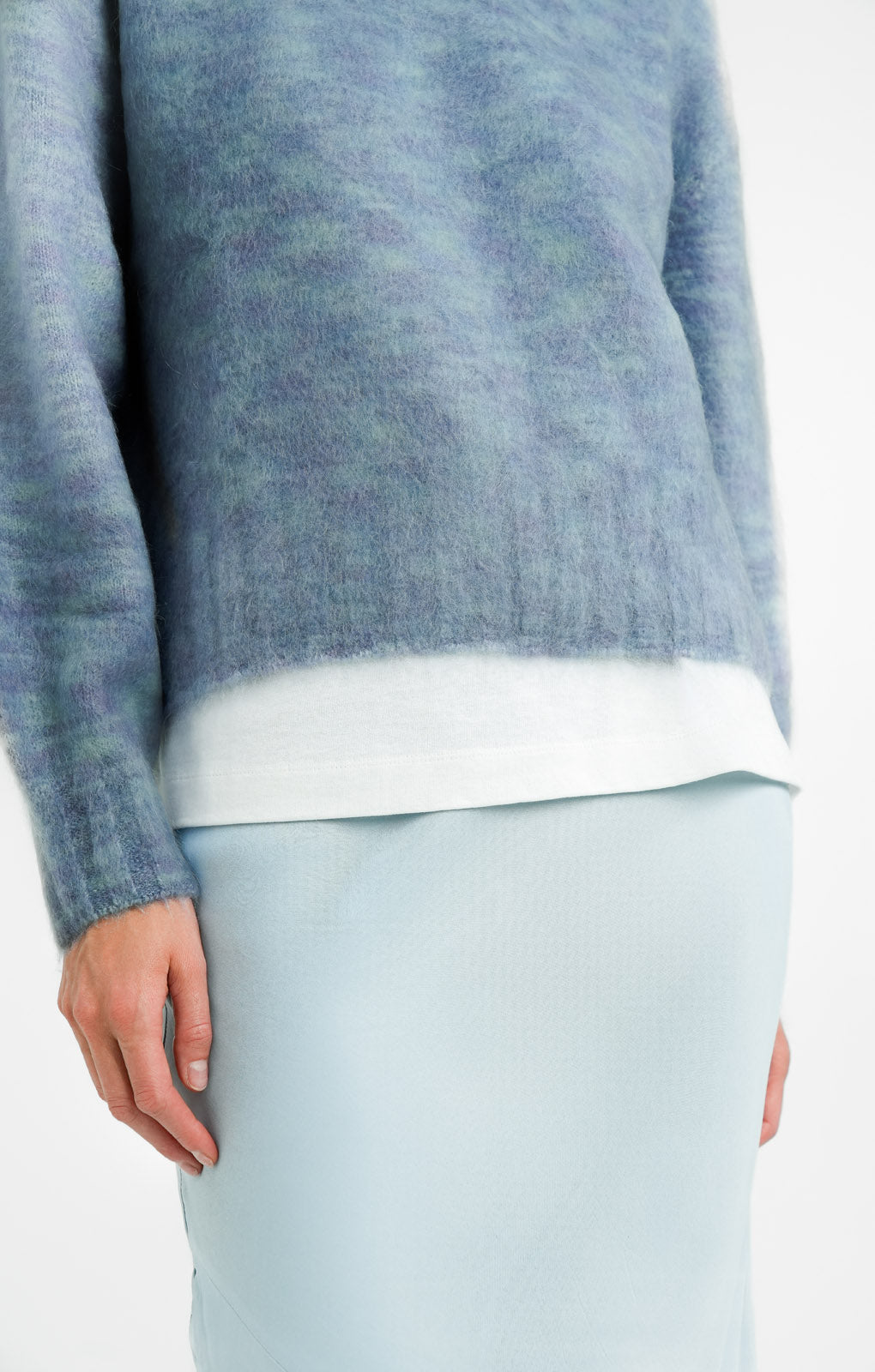 Premium Knit Two-Tone Yarn Wool Blend Jumper In Blue