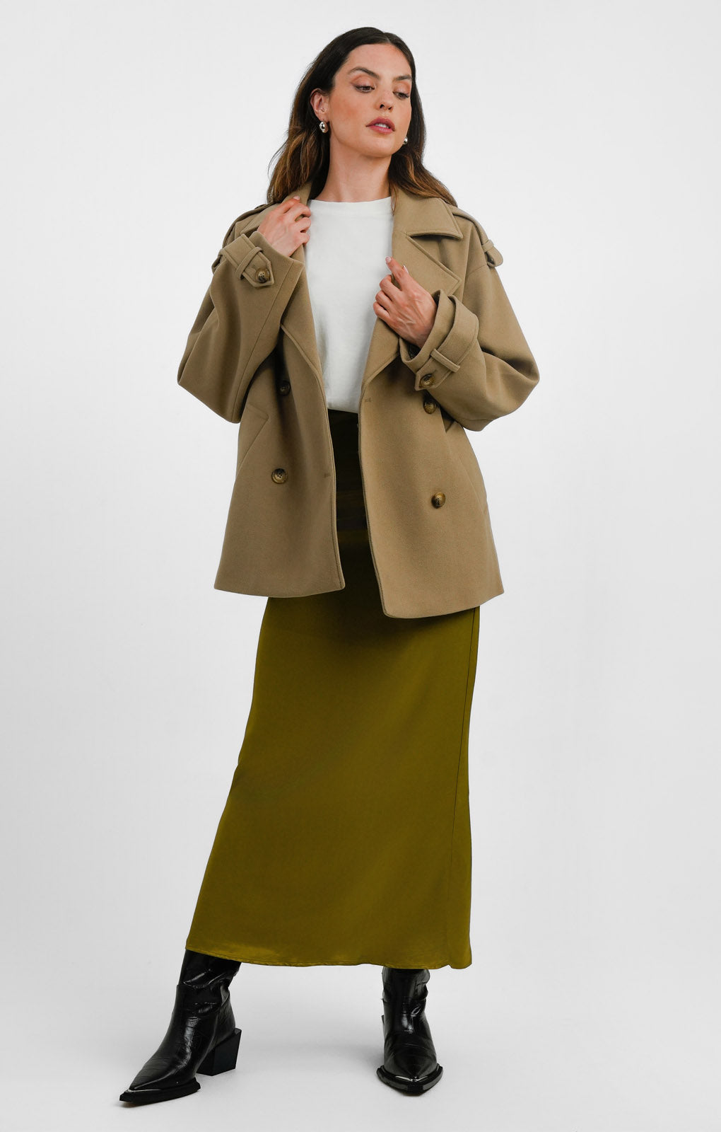 NA-KD Cropped Trench Coat In Beige