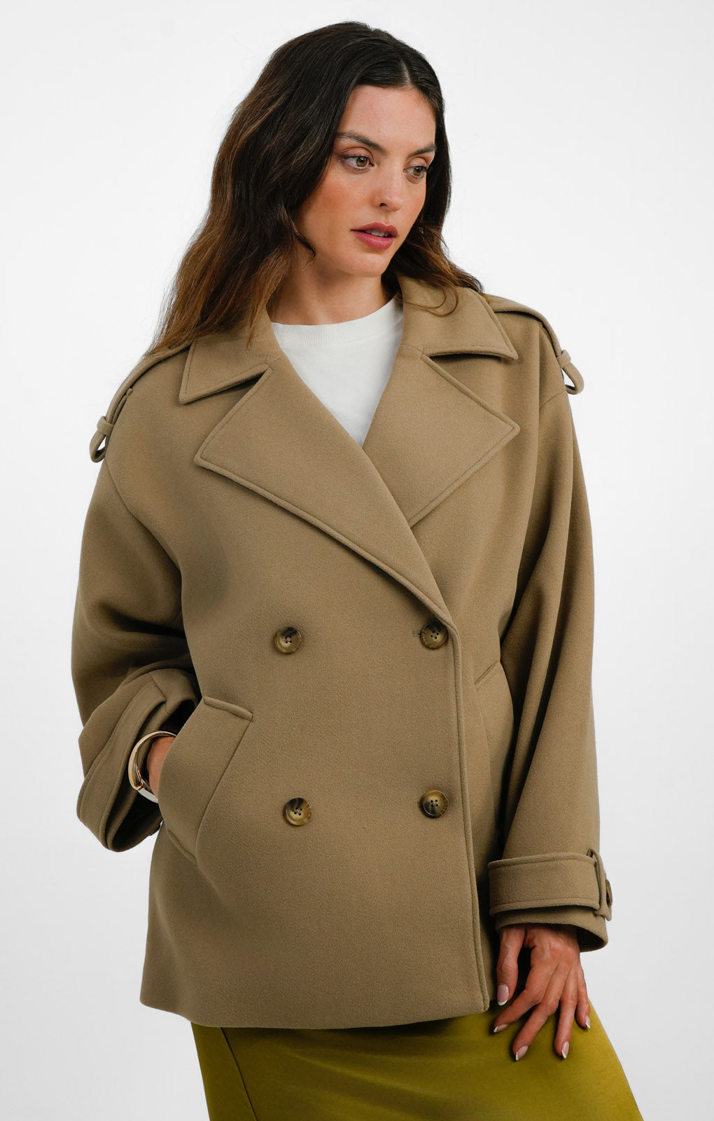 NA-KD Cropped Trench Coat In Beige